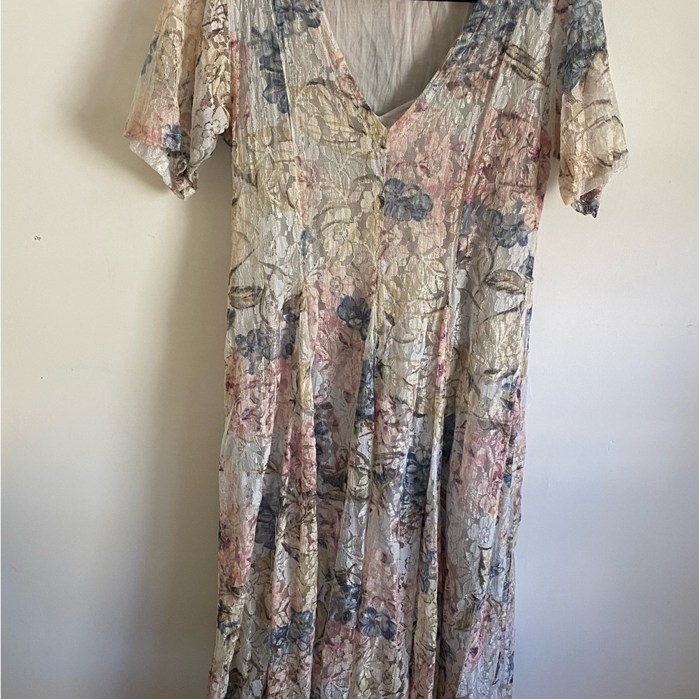 Feminine Floral V-Neck Maxi Dress Boho Cottagecore Whimsigoth